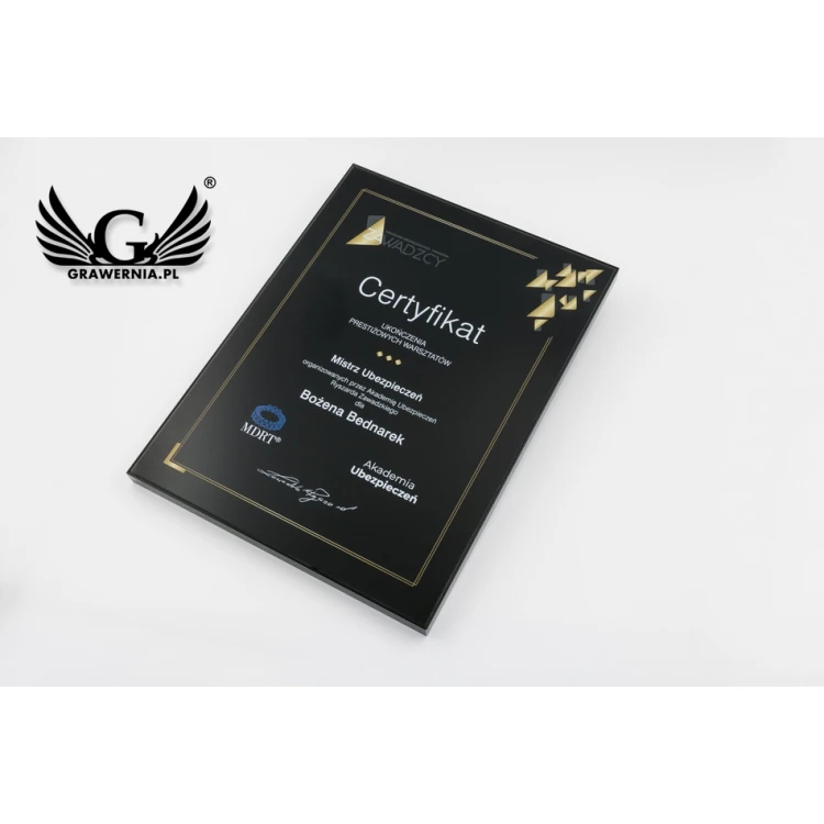 Dyplom biznesowy exclusive black glass - wymiary: 400x300mm - DUV034