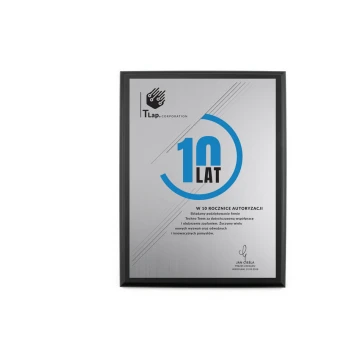 Dyplom biznesowy - srebrny laminat grawerski - podkład czarny mat - DUV030