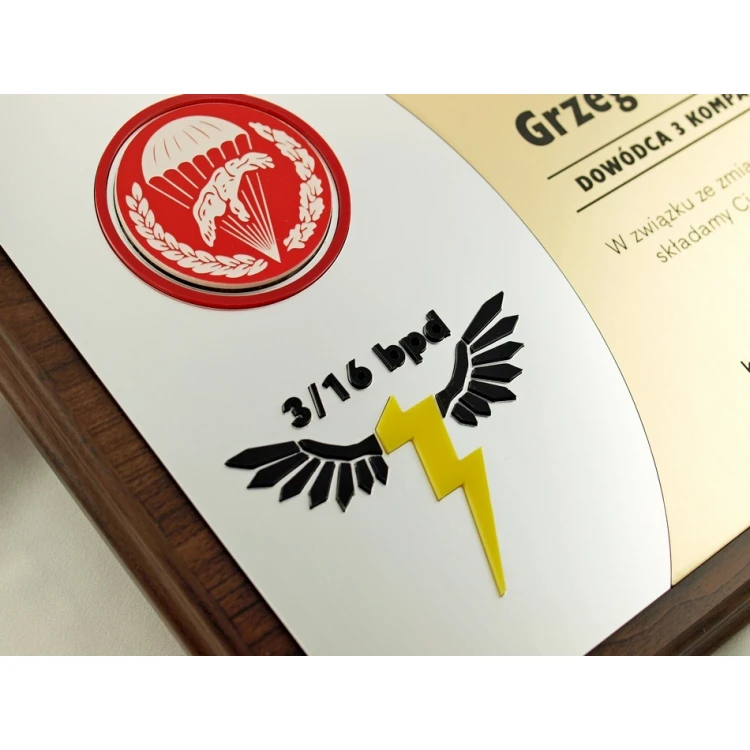 Dyplom BPD - podziękowanie za wspólną służbę - z dwoma wypukłymi logotypami - SL027