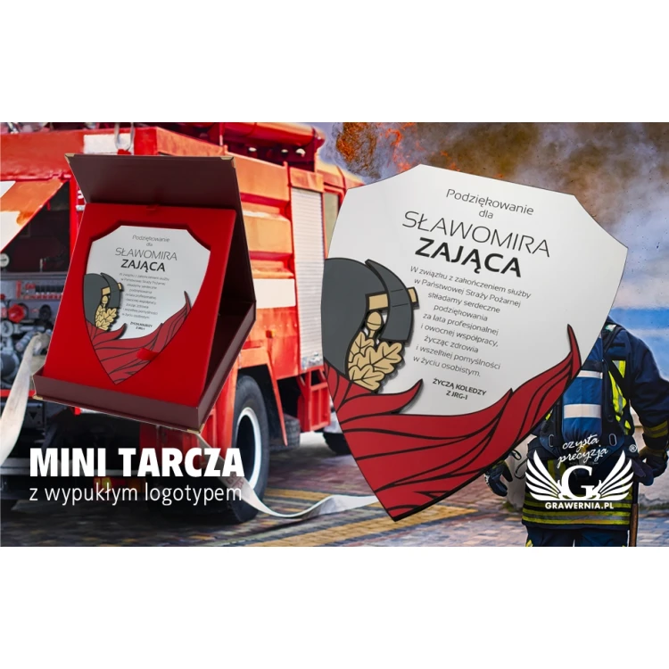 Dyplom dla strażaka 180x225mm - Mini Tarcza w eleganckim etui - DS027