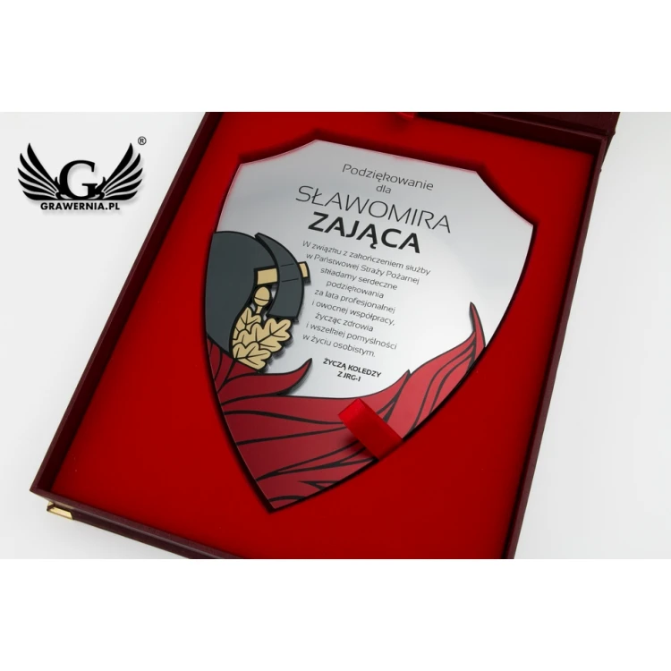 Dyplom dla strażaka 180x225mm - Mini Tarcza w eleganckim etui - DS027