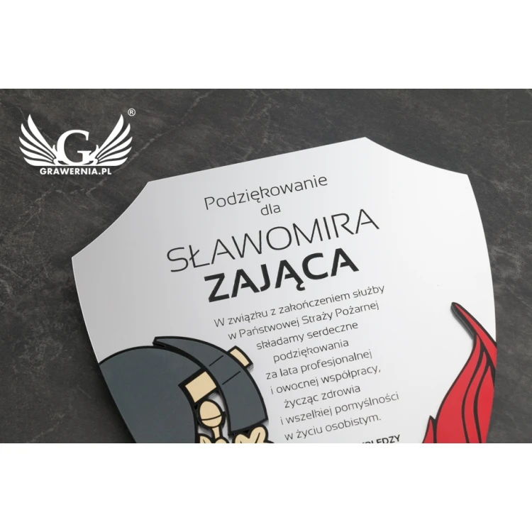 Dyplom dla strażaka 180x225mm - Mini Tarcza w eleganckim etui - DS027