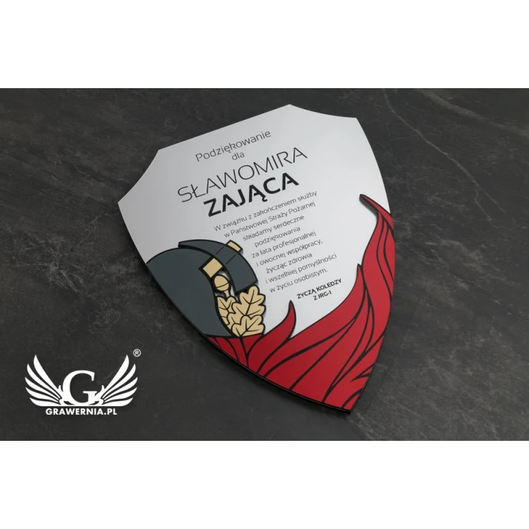 Dyplom dla strażaka 180x225mm - Mini Tarcza w eleganckim etui - DS027