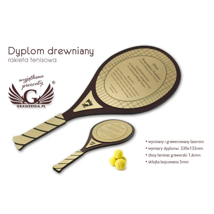 DYPLOM DREWNIANY RAKIETA TENISOWA - DRE007