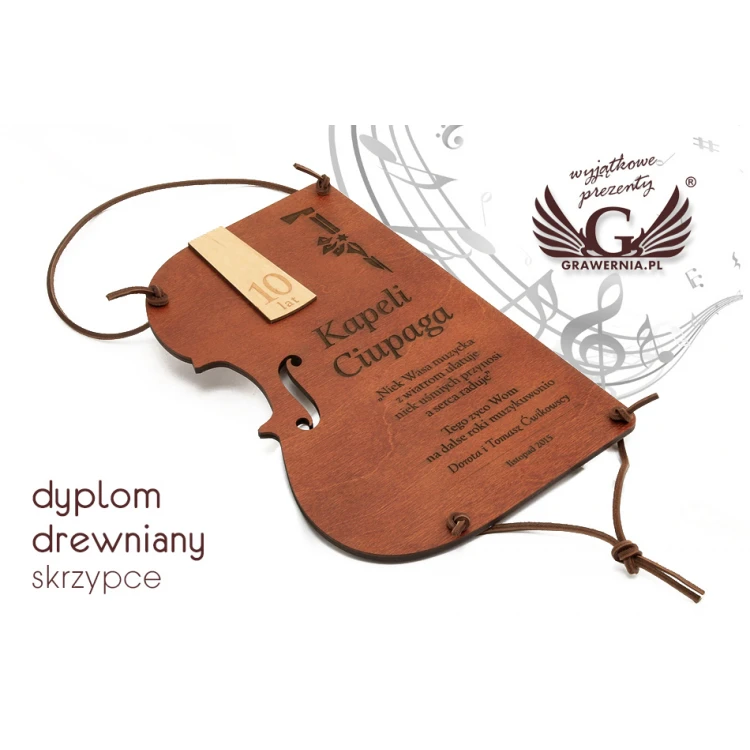 DYPLOM DREWNIANY SKRZYPCE - DRE004