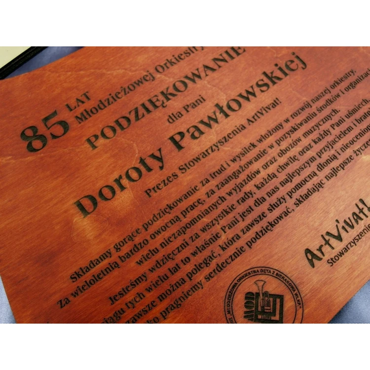 DYPLOM DREWNIANY TRĄBKA - DRE006
