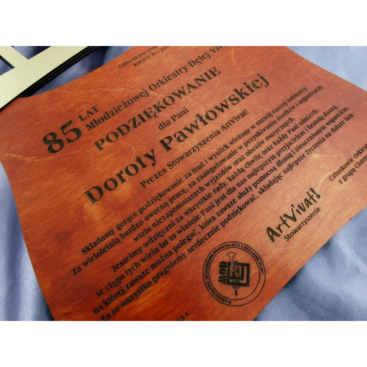 DYPLOM DREWNIANY TRĄBKA - DRE006