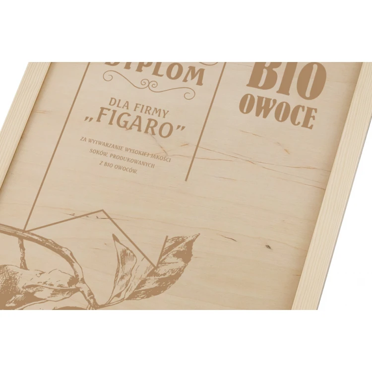 Dyplom EKO 2 w drewnianej ramie - A3 - grawerowany laserem - NAT016