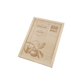 Dyplom EKO 2 w drewnianej ramie - A3 - grawerowany laserem - NAT016