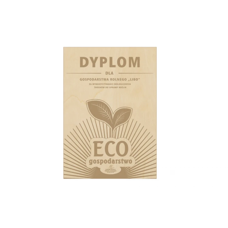 Dyplom EKO w drewnianej ramie - A4 - grawerowany laserem - NAT015