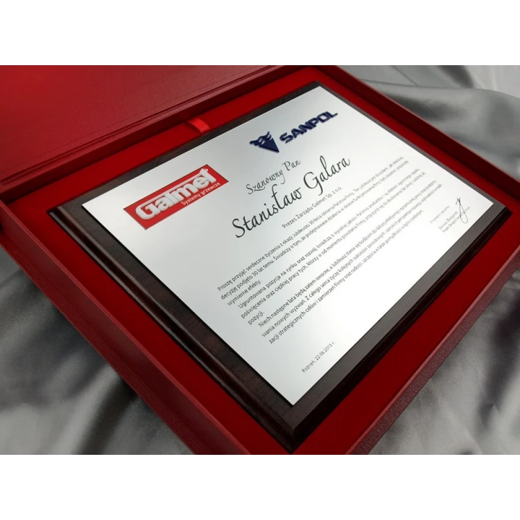 Dyplom gratulacyjny z dwoma wypukłymi logotypami firm - SL024