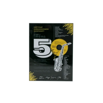 Dyplom jubileuszowy dla muzyka - exclusive black glass - wymiary: 400x300mm - DUV059