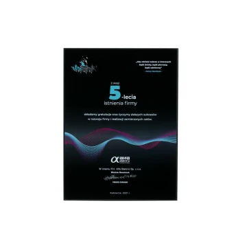 Dyplom szklany jubileuszowy exclusive black glass - wymiary: 400x300mm - DUV058