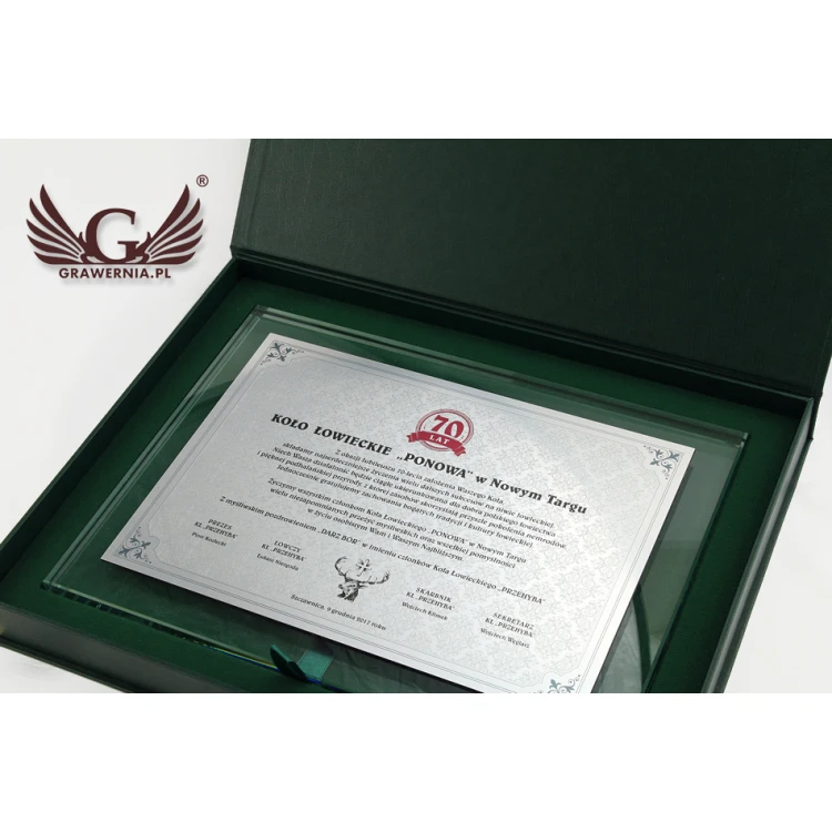 Dyplom jubileuszowy - poziomy - kolorowy druk UV - DUV021