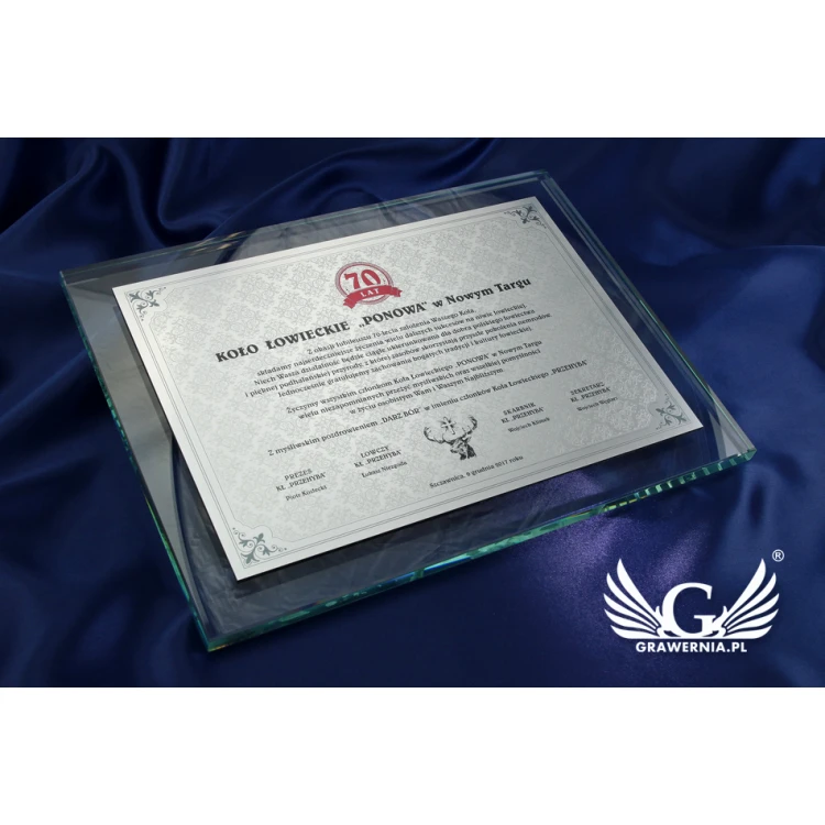 Dyplom jubileuszowy - poziomy - kolorowy druk UV - DUV021