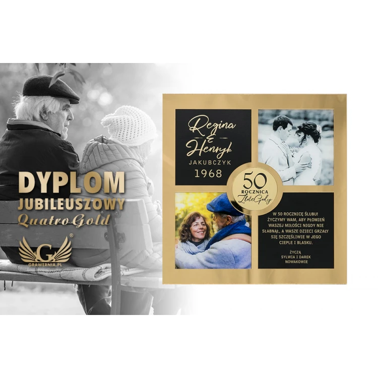 Dyplom Jubileuszowy Quatro Gold - złote lustro - DS023