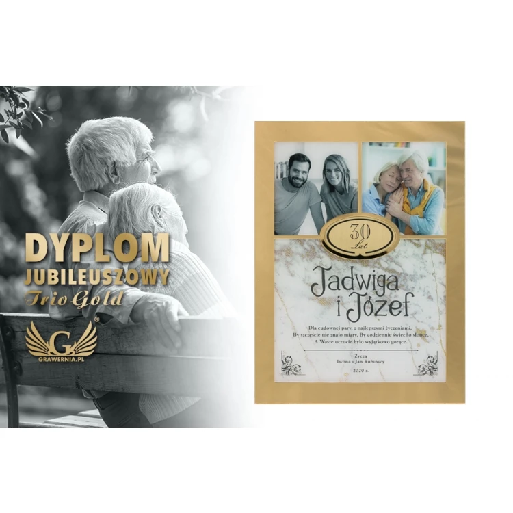 Dyplom Jubileuszowy Trio Gold - złote lustro - DS025