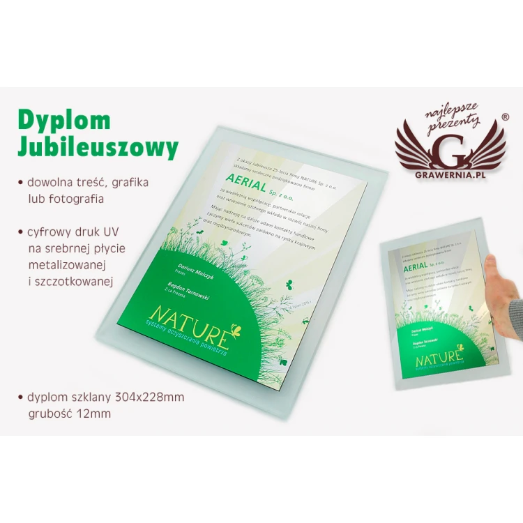 Dyplom Jubileuszowy - kolorowy druk UV - DUV001