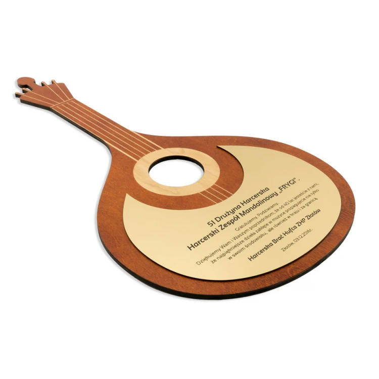 Dyplom Mandolina grawerowany laserem - wym. 500x260 mm - DRE009