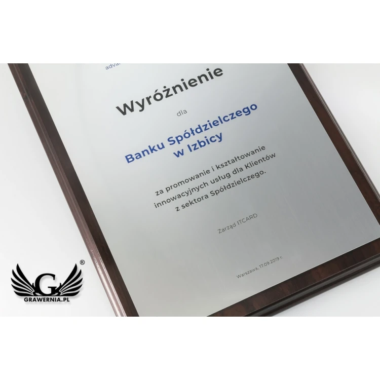 DYPLOM MD3 - Dyplom uznania z nadrukiem UV i grawerem - DUV040