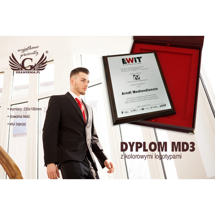 DYPLOM MD3 - Jubileuszowy dyplom z wypukłym logotypem - DS036