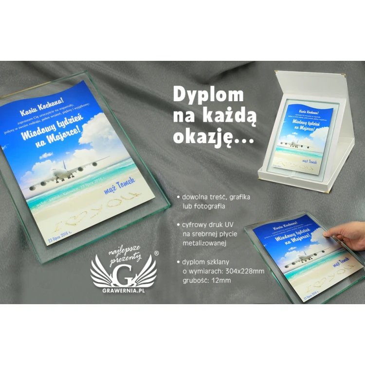 Dyplom tydzień miodowy - kolorowy druk UV - DUV003