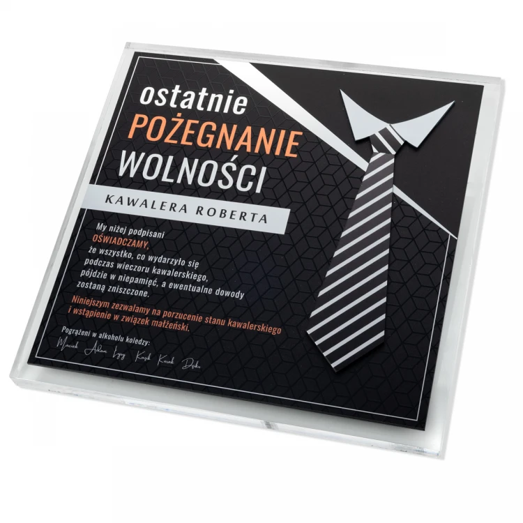 Dyplom na wieczór kawalerski - kwadrat - kolorowy druk UV - DUV093