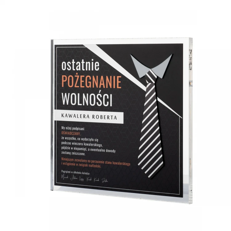 Dyplom na wieczór kawalerski - kwadrat - kolorowy druk UV - DUV093