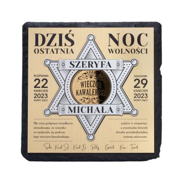 Dyplom ostatnia noc wolności - prezent na wieczór kawalerski - kamień łupkowy - DUV100