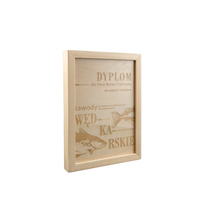 Dyplom Natural w drewnianej ramie - A4 - grawerowany laserem - NAT001