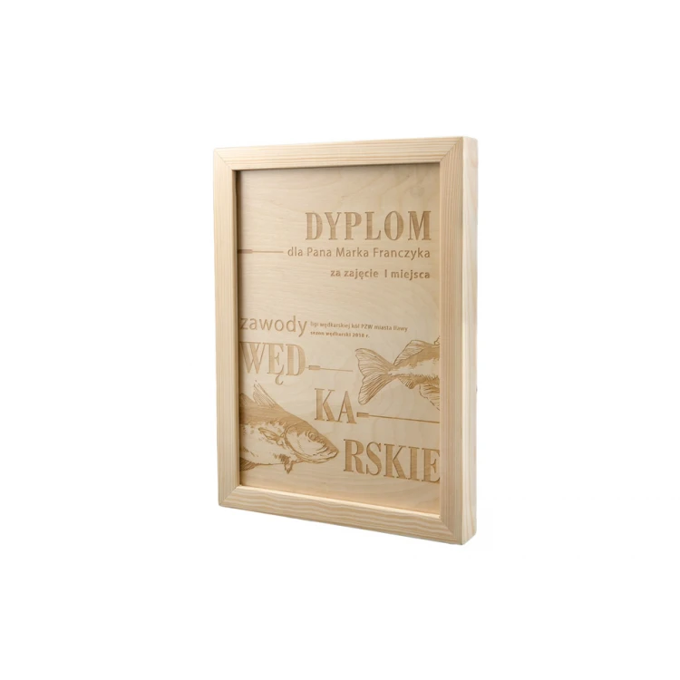 Dyplom Natural w drewnianej ramie - A4 - grawerowany laserem - NAT001