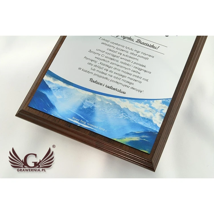 Dyplom okolicznościowy MD154  wym. 25,5x20cm - kolorowy druk UV - DUV014