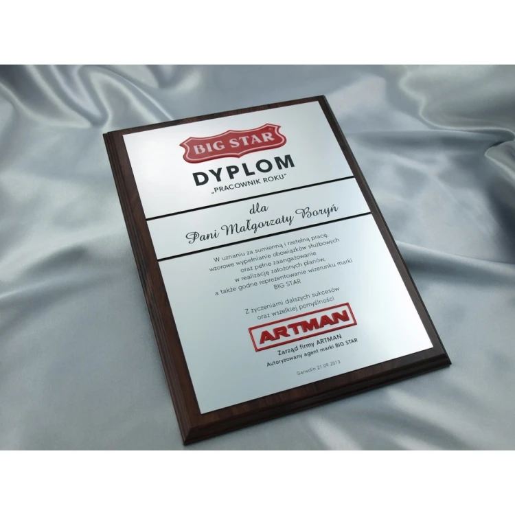 Dyplom - PRACOWNIK ROKU - z dwoma wypukłymi logotypami - SL028