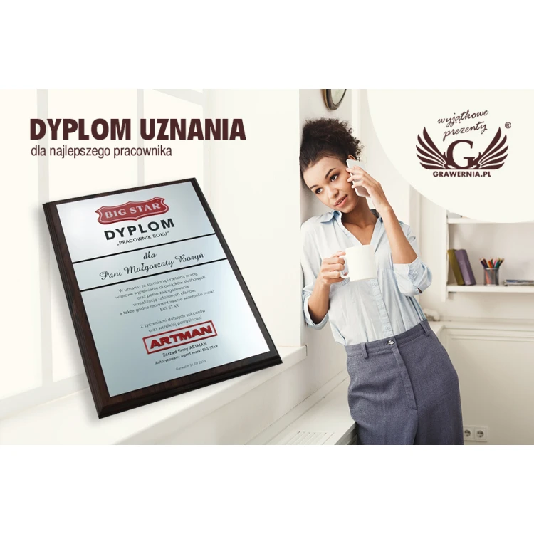 Dyplom - PRACOWNIK ROKU - z dwoma wypukłymi logotypami - SL028