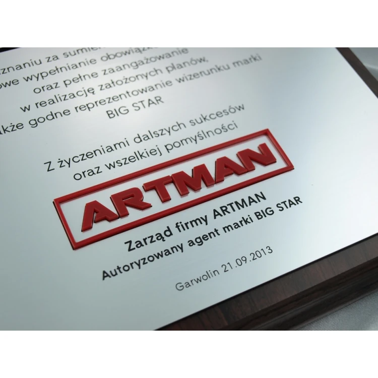 Dyplom - PRACOWNIK ROKU - z dwoma wypukłymi logotypami - SL028