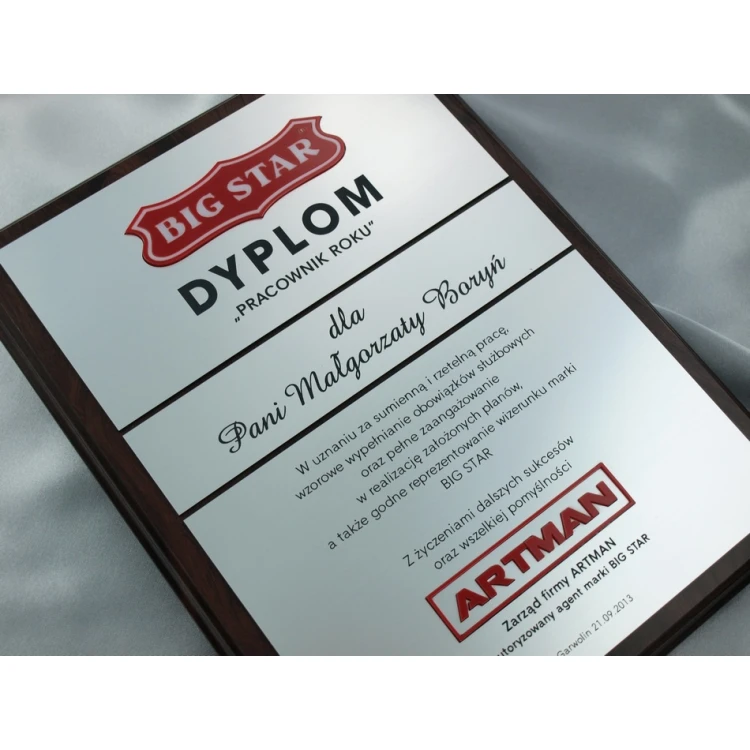 Dyplom - PRACOWNIK ROKU - z dwoma wypukłymi logotypami - SL028