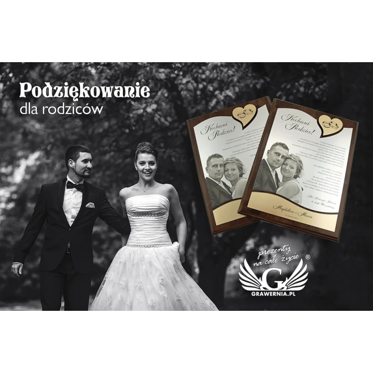 DYPLOM ŚLUBNY - DS011 - Podziękowanie dla rodziców z dużą fotografią - komplet 2 szt.