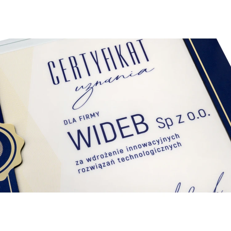 Dyplom szklany - Certyfikat uznania - kwadrat - kolorowy druk UV - DUV082