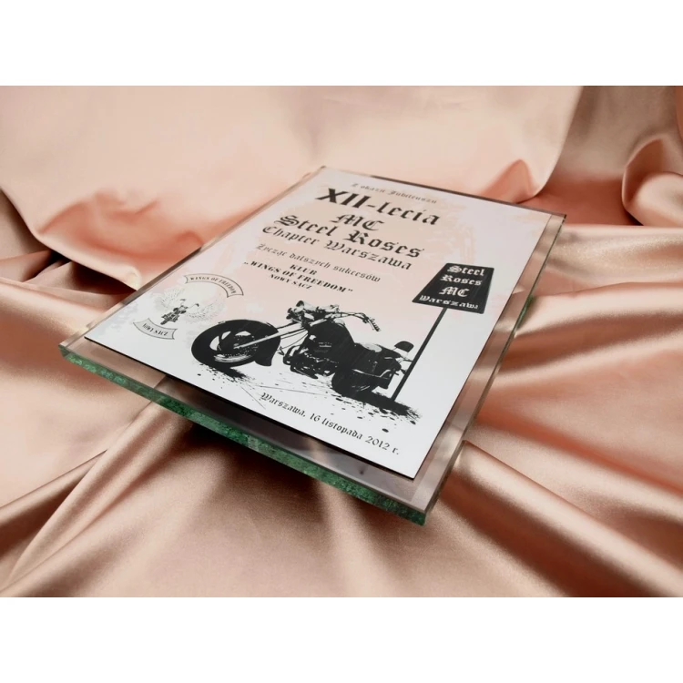 DYPLOM SZKLANY - dla klubu motocyklistów - DSZ018 - pionowy