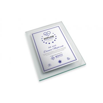 Dyplom szklany dla lekarza - pionowy - kolorowy druk UV - DUV051