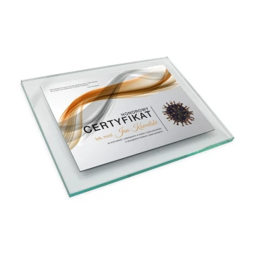 Certyfikat szklany dla lekarza - poziomy - kolorowy druk UV - DUV047