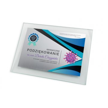 Dyplom szklany dla lekarza - poziomy - kolorowy druk UV - DUV049