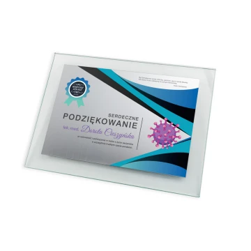 Dyplom szklany dla lekarza - poziomy - kolorowy druk UV - DUV049