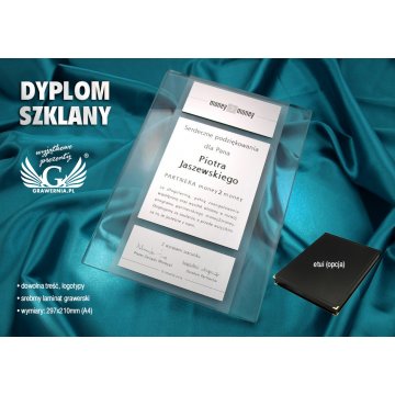 DYPLOM SZKLANY - DSZ012 - Certyfikat, Podziękowanie, Wyróżnienie