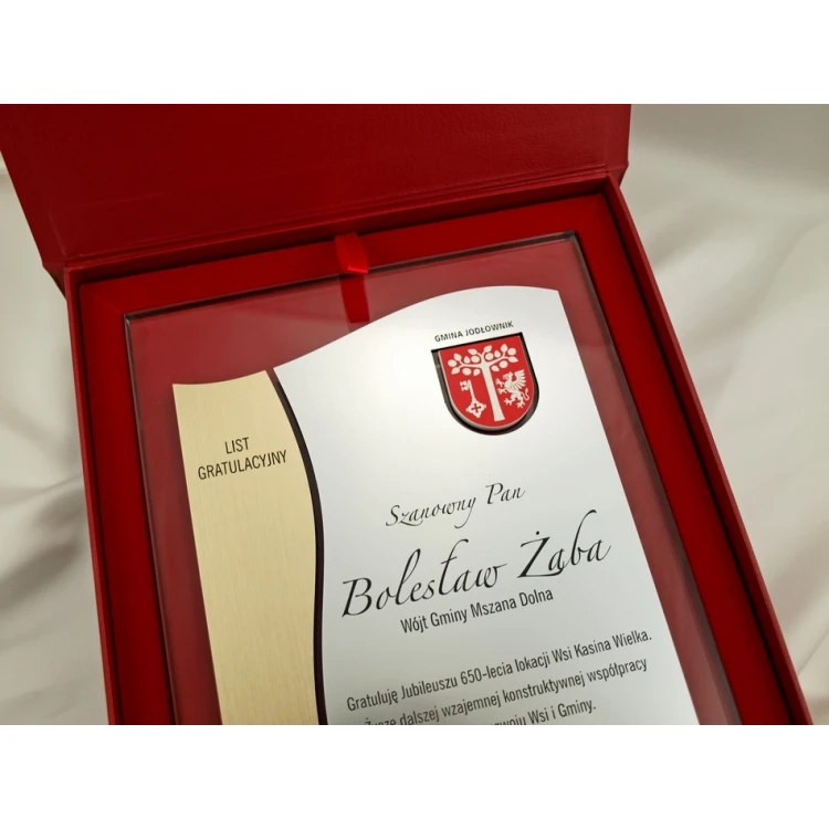 DYPLOM SZKLANY z HERBEM lub dowolnym logo - DSZ026 - pionowy