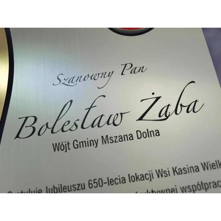 DYPLOM SZKLANY z HERBEM lub dowolnym logo - DSZ026 - pionowy