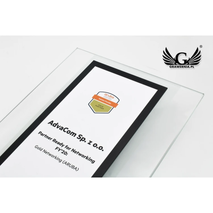 Dyplom szklany - Gold Partner - druk UV - DUV045