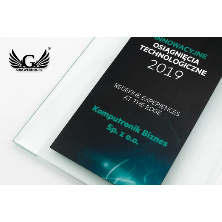 Dyplom szklany - innowacja technologiczna - druk UV - DUV044