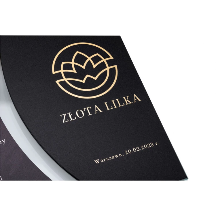 Dyplom szklany - Jubileusz firmy - kwadrat - kolorowy druk UV - DUV079