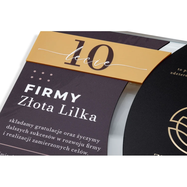 Dyplom szklany - Jubileusz firmy - kwadrat - kolorowy druk UV - DUV079